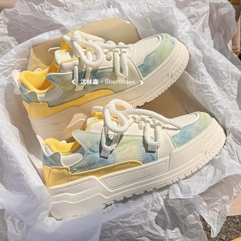 Fashion 2024 New Women's Sports Shoes Cute Pink Thick Soles Daily Versatile Vulcanized Shoes Women  Tennis Women's Flat Shoes