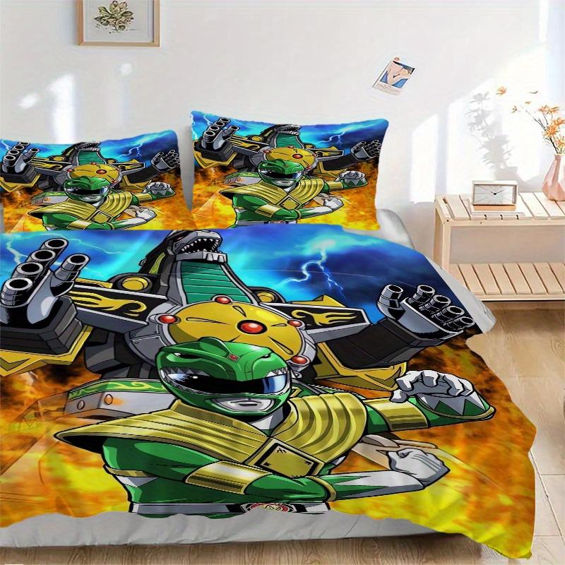 

3pcs Power Rangers Dino Charge Green Ranger Print Cover Set Ultra Soft, Breathable, and Comfortable Bedding with Stylish Design for Bedroom and Guest 135x200cm