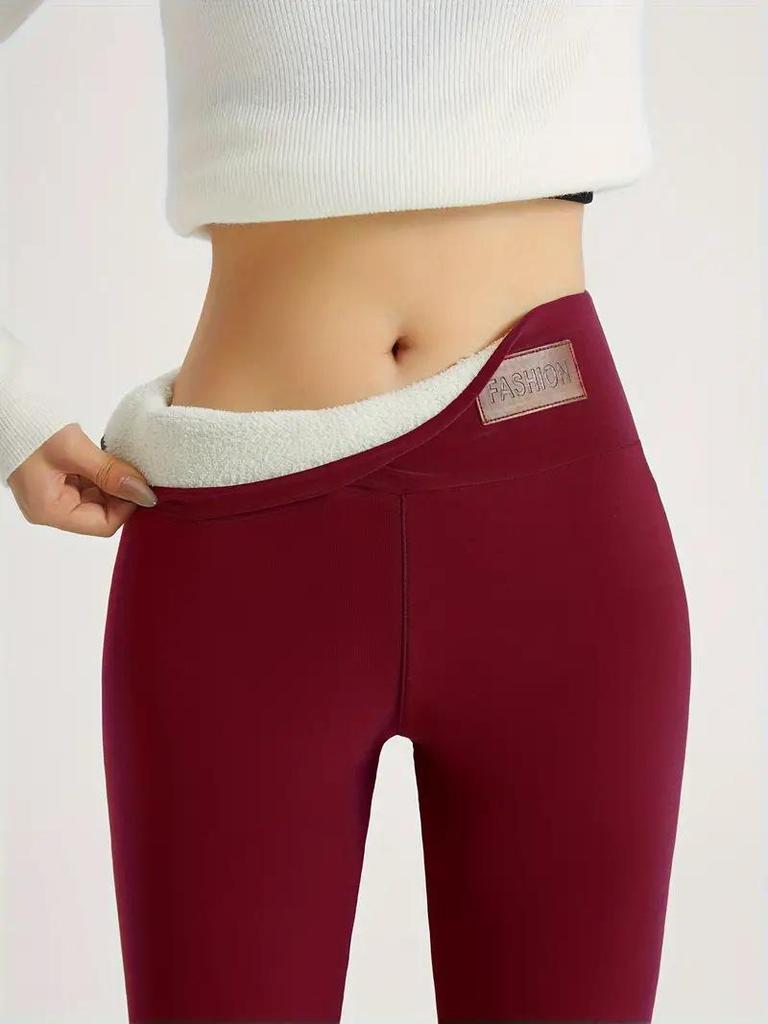 High-Waist Elastic Thickened Yoga Leggings - Solid Color, Casual, Slimming Women's Sports Pants