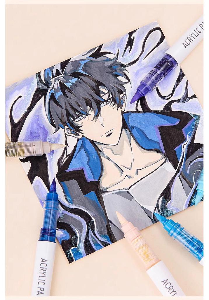 Blue Fruit Liquid Acrylic Brush Markers - Student Art Set