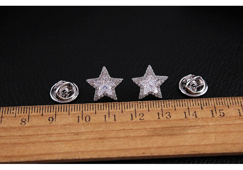 Elegant Star Crystal Lapel Pin for Men and Women - Micro-Paved Zircon Collar Accessory