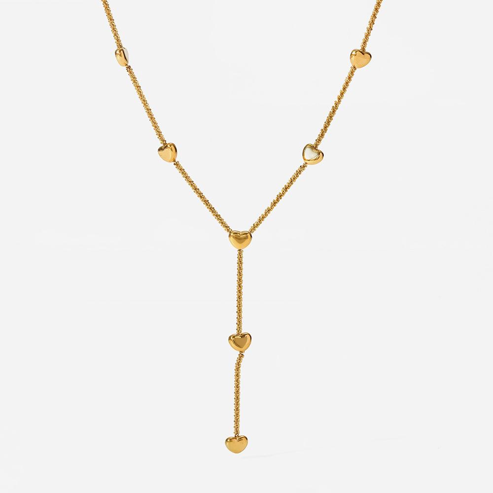 Hot Sale Love Tassel Necklace 18K Gold Stainless Steel Waterproof Jewelry Niche Light Luxury Y-shaped Neck Chain Accessories Women