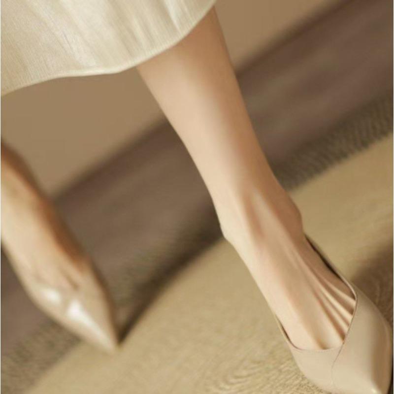 Women's Sheepskin Pointed Toe Slip-on Pumps Elegant Ladies 5cm Thin High Heel Daily Slim Dress Heeled Shoes for Woman