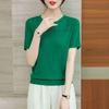 Women's Crew Neck Knitted T-Shirt Casual Short Sleeve Hollow Out Texture Summer Top