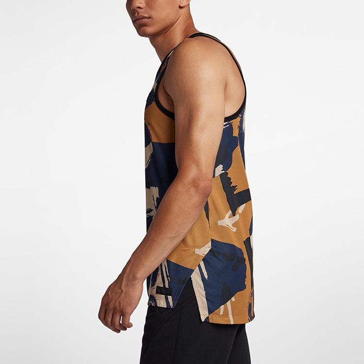 Nike Basketball Sport Strick Atmungsaktiv Schnelltrocknend Tanktop Herren Tops Blau Gelb 926265-410