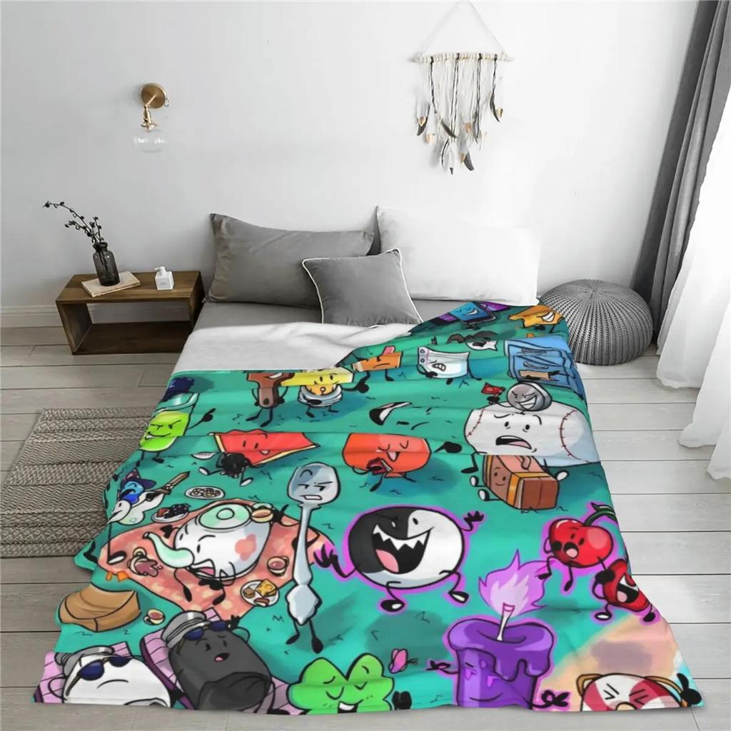 BFDI Inanimate Insanity Alle Charaktere Cartoon-Decke Battle for Dream Island Decke Bettwäsche Büro Weiche Schlafzimmer-Steppdecke
