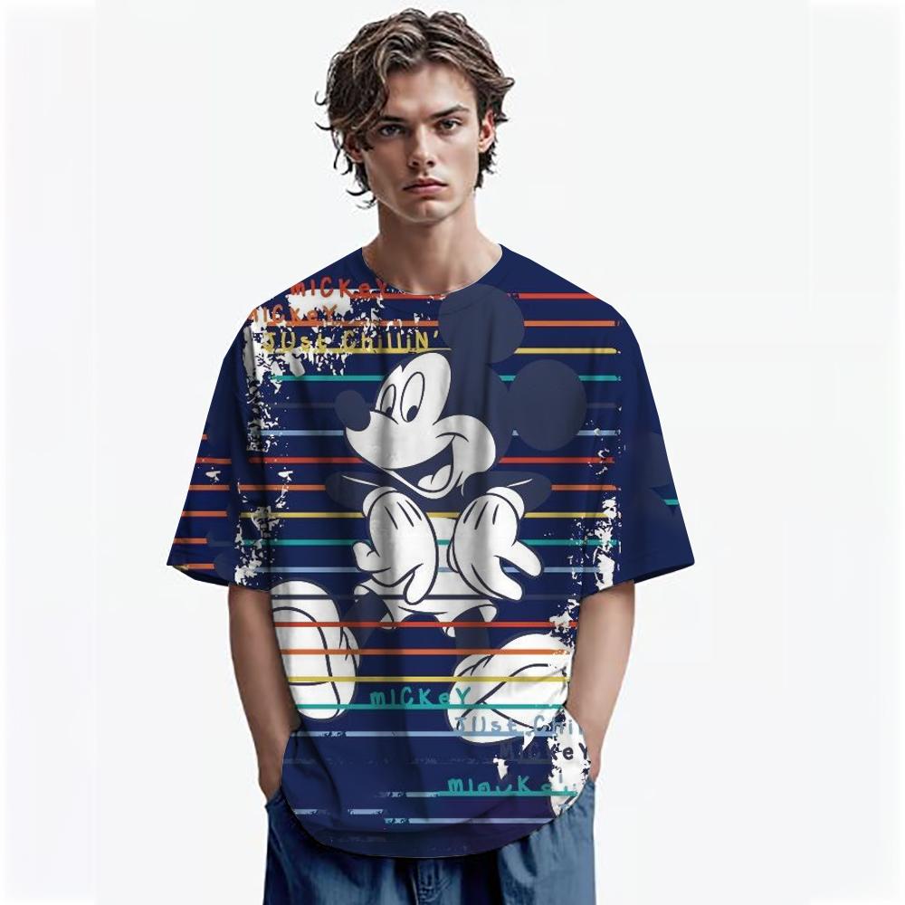 

Disney Мужская футболка с принтом Микки Мауса Летняя для мальчика Уличная мода Повседневная Спортивная Свободная с круглым вырезом Быстросохнущая с коротким рукавом Одежда Детская XL