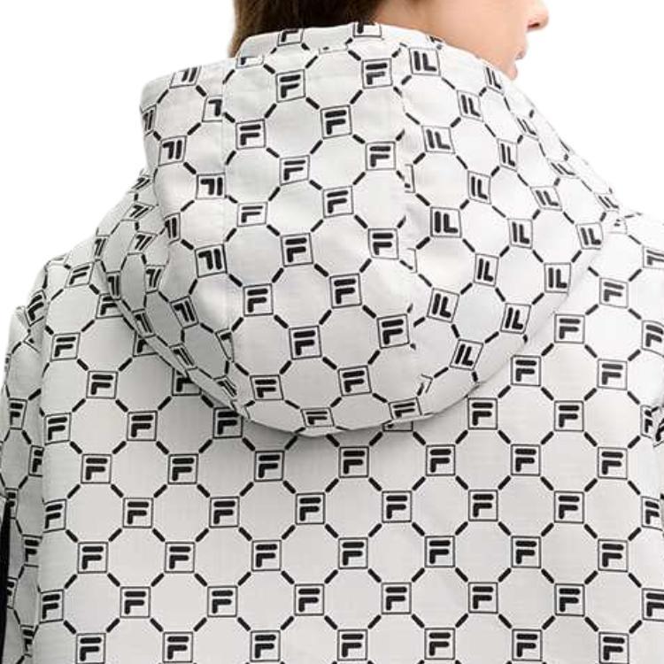 FILA SS25 All Over Logo Warm Hooded Jacket Women jackets Cloud-Mushroom-White F11W518901F-WT