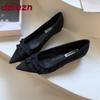 Fashion Fashion Pointed Toe Ladies Pumps Heels Shoes Female Slip On Footwear Flock Shallow Women Medium Heels Shoes