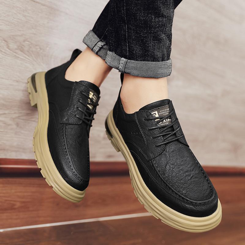 New Business Leather Shoes Men's Casual Leather Shoes Breathable Platform Shoes for Men Autumn Lace-up Loafers Male Sneakers