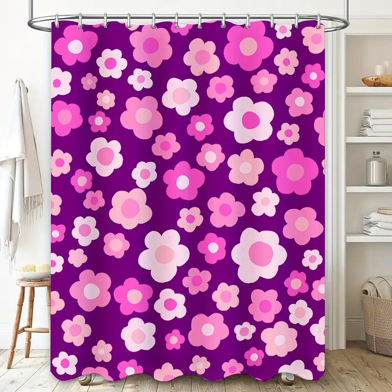 Vintage Floral Shower Curtain Pink Purple Blue White Decorative Home Bathroom Window Liner Fabric Privacy Curtain 72X84inches Wa