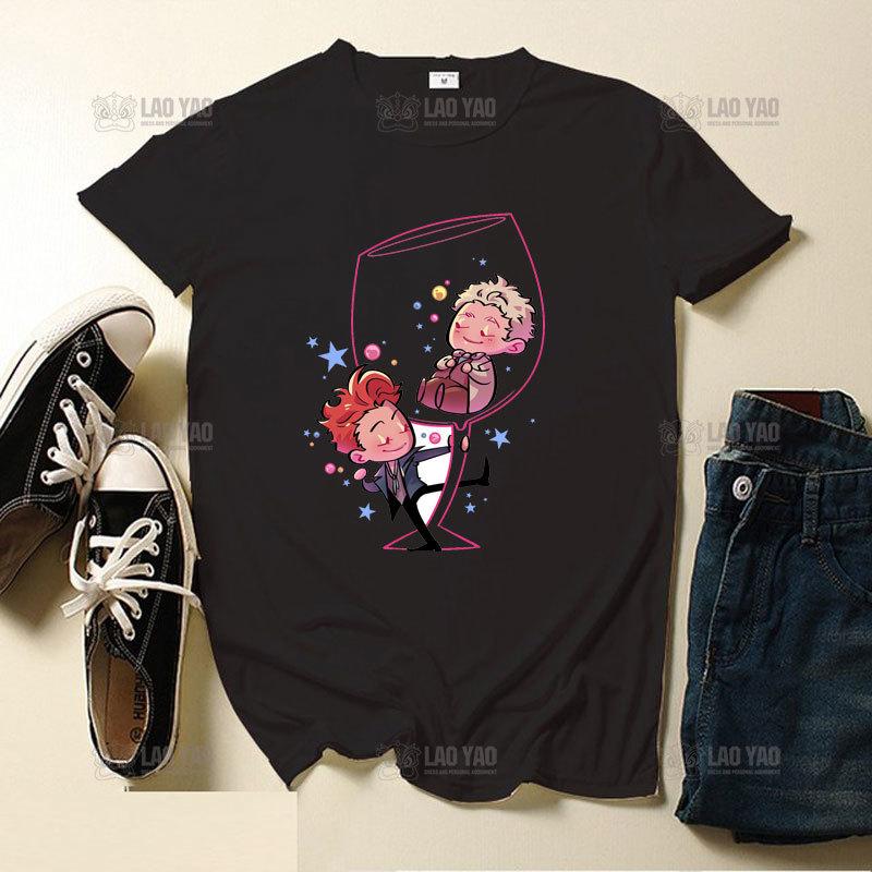 

Good Omens Graphic T-Shirt Men Aziraphale Ineffable Go David Tennant Angel Amazing Woman Tees Short Sleeve T Shirt Original 4XL