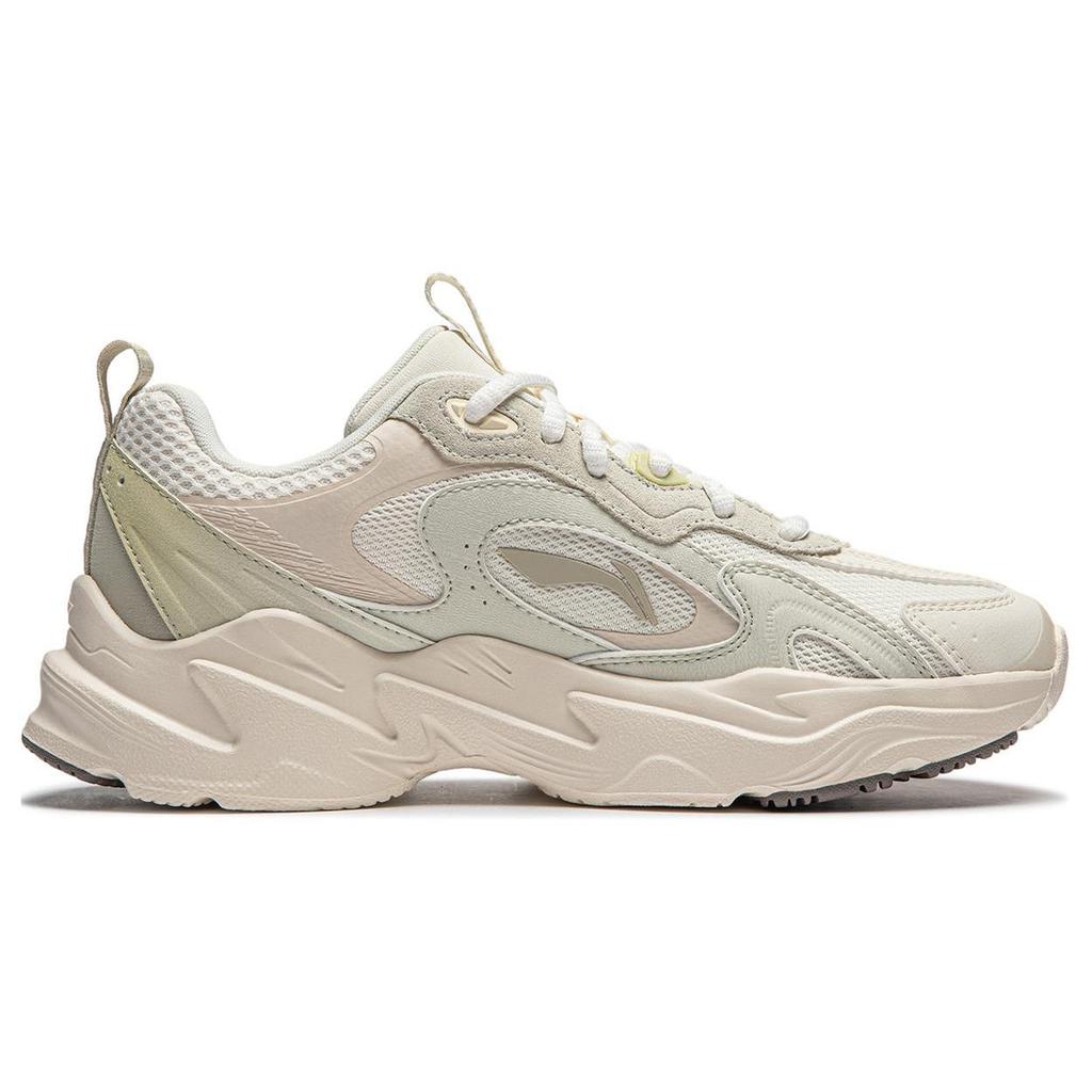 Li Ning Meteor Cushioning Slip Resistant Abrasion Resistant Support Low top Casual Shoes Women's White Green AGCU122-2