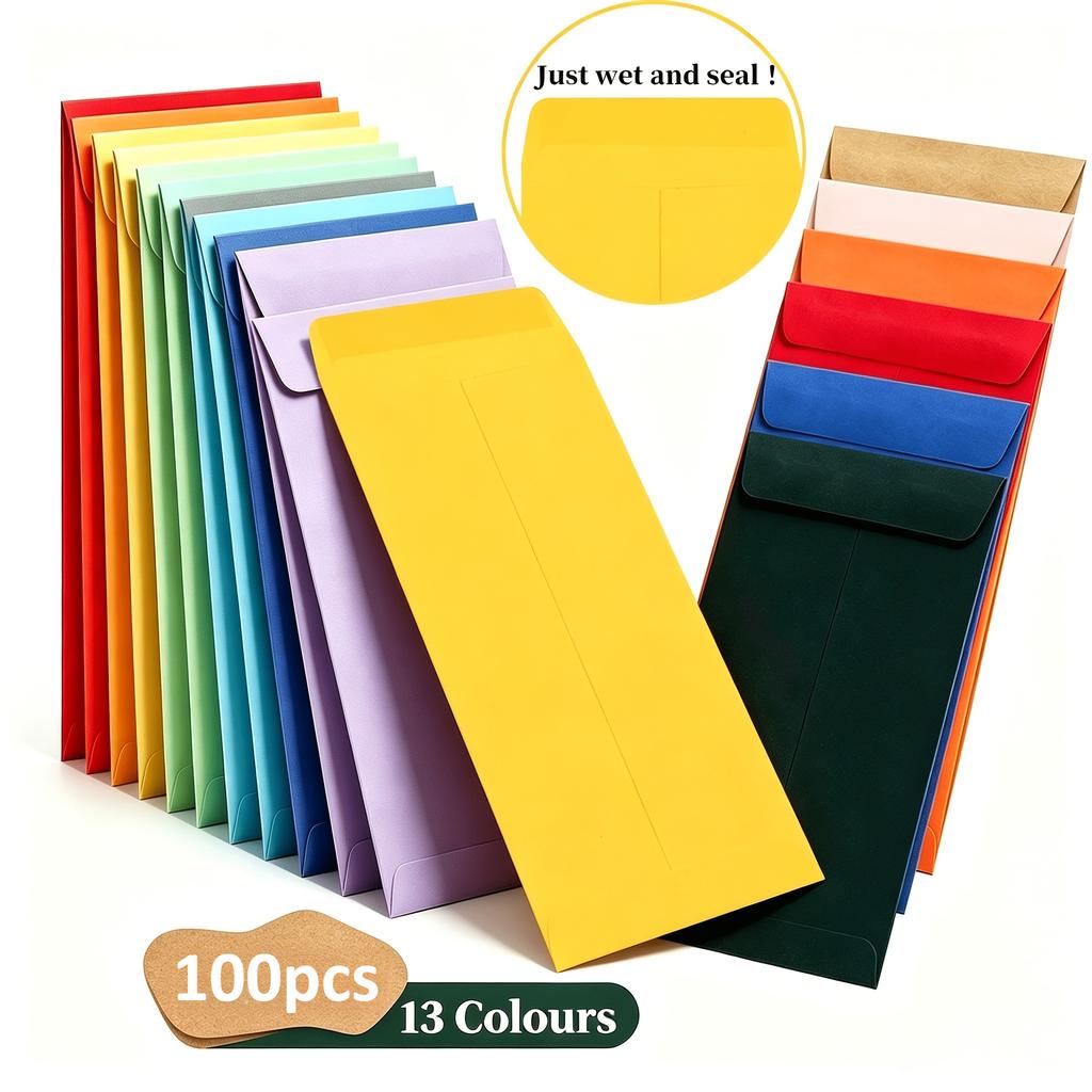 100pcs Self-Sealing Colored Money Envelopes Protection, Colorful Envelopes for Cash, Payroll, Savings, Coins - Mailing Bags