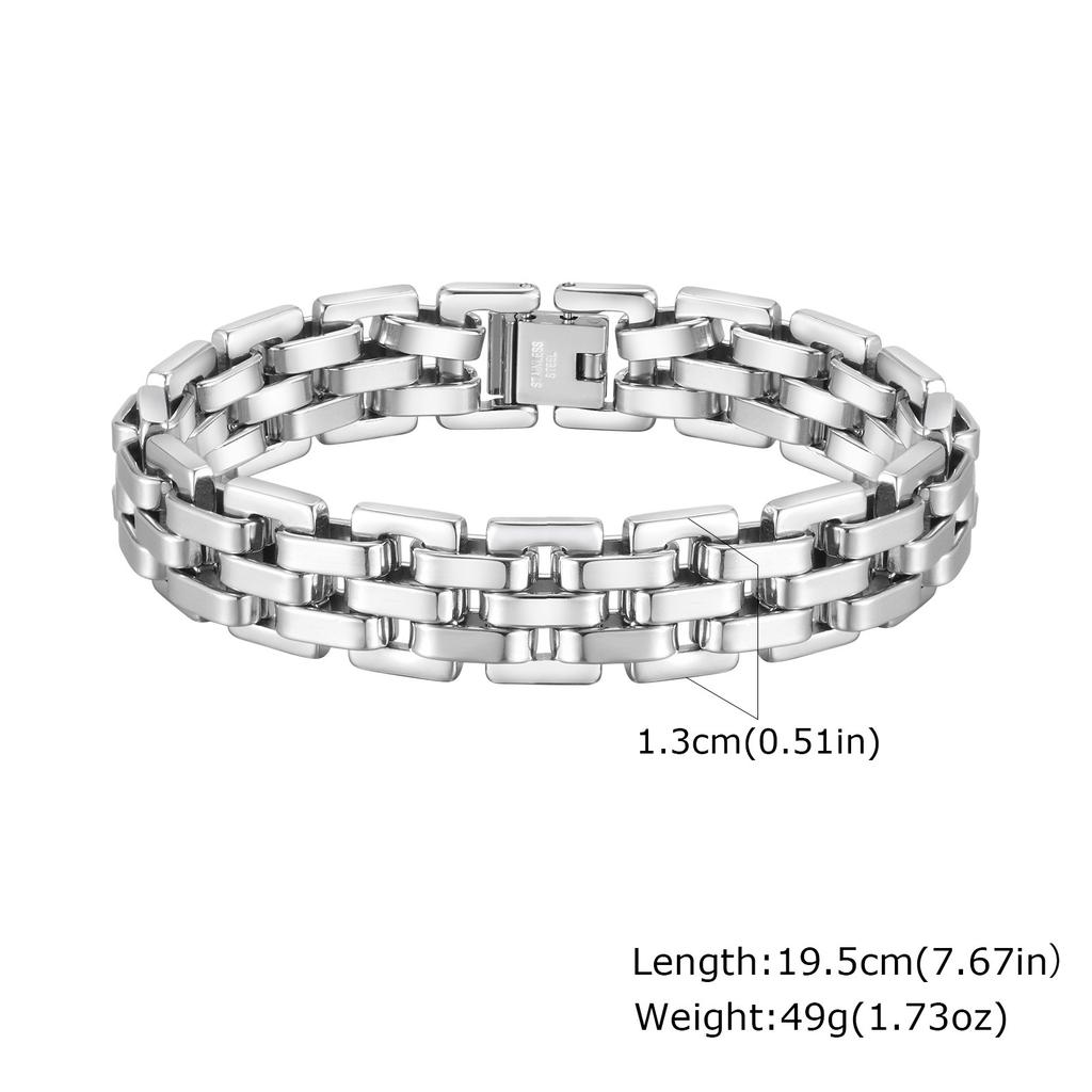 Chunky Stainless Steel Bracelets for Men,13MM Waterproof Chain Links Wristband,Trendy Punk Jewelry Gifts