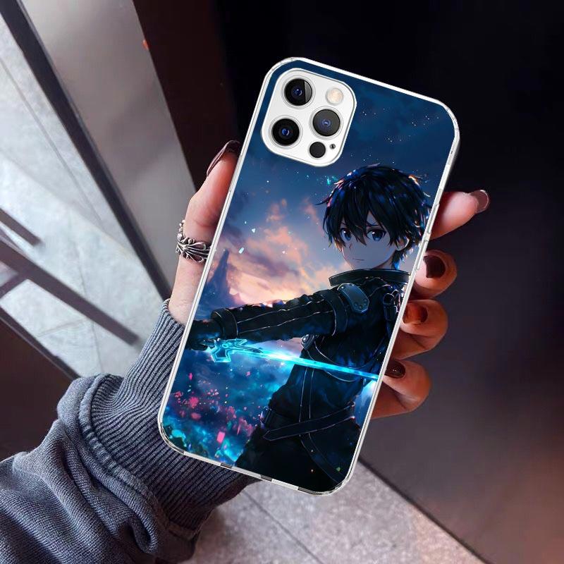 Sword Art Online Kirito Phone Case For iPhone 17 Air 11 13 Mini 14 15 Plus 16 12 Pro Max 16E SE 7 8 Pattern Soft TPU Back Cover