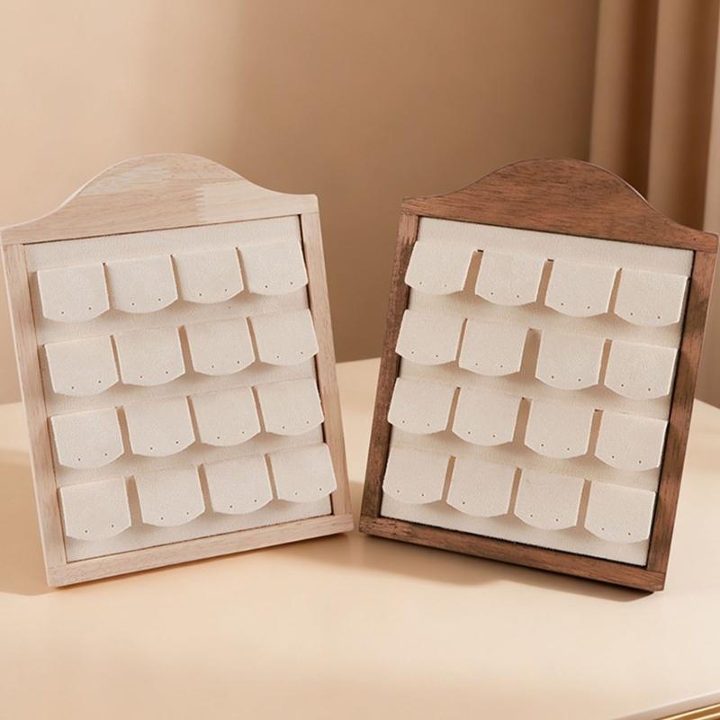 Walnut Wood Multiple Rings Display Stand Sturdy Structure Ideal For Jewelry Shops And Exhibitions
