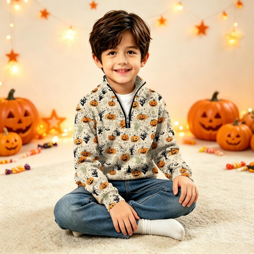Kids' Knit Halloween Print Top