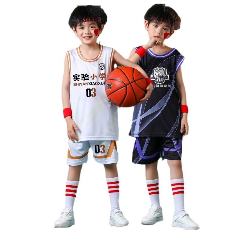 Kids Basketball Jersey Set Breathable Sweat-Absorbent Training Uniforms Team Game Wear Boys Girls