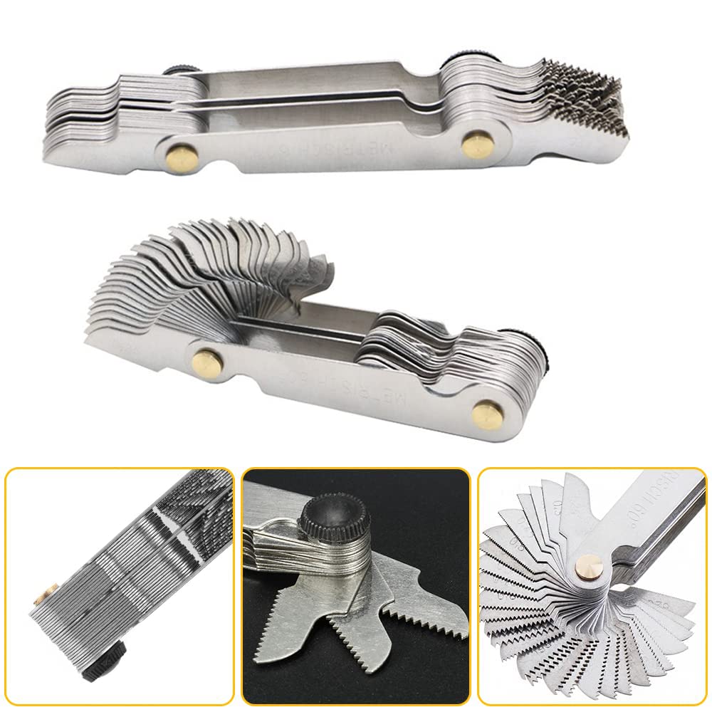 LIKENNY Stainless Steel Thread Pitch Gauge Metric Gauges 28 Inch Gauges 6 US Unit 58 Gauges in Unified Thread Pitch Measurement Bolt Standard