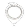 Punk chic layered beaded necklace - minimalist star & pearl jewelry
