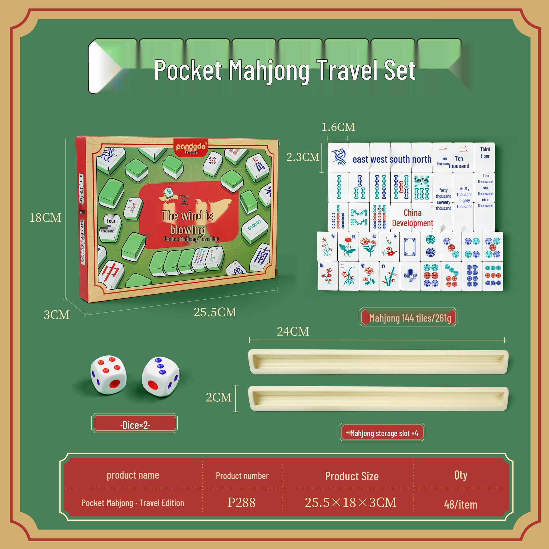 Portable Mini Mahjong Set: Compact Hand-Rubbed Tiles for Outdoor Camping, Travel, and Dorm Use