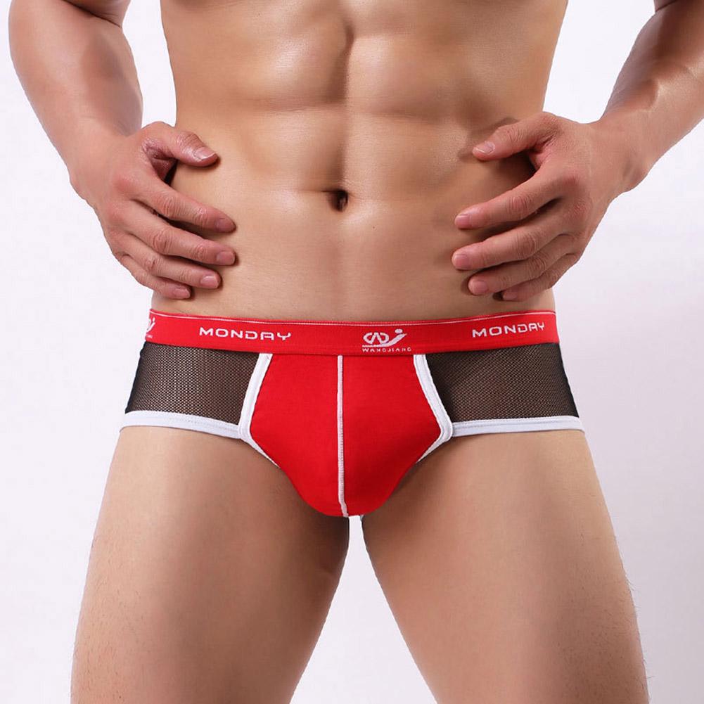 Men Underpants Convex Underwear Briefs Elastic Mesh Breathable Sexy Low Waist