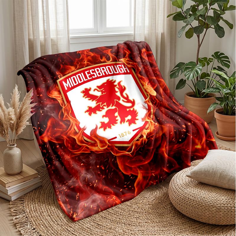 Middlesbrough FC Coperta Morbida in Pile di Flanella Leggera Accogliente Calda Plaid per Divano Letto Decorazione Casa