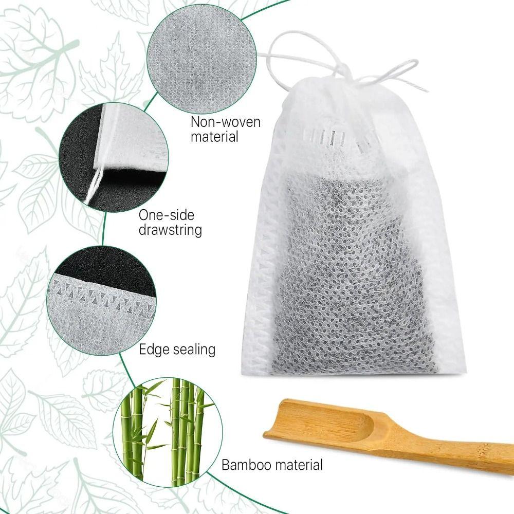 100Pcs Filter Bags Disposable Tea Bags Tea Infuser Seal Filter Mesh Bag Drawstring Food Grade Non-woven Fabric Kitchen Tools