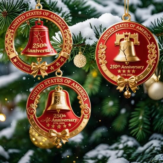 Christmas Tree Pendant U.S. 250th Anniversary Bell Ornament Festive Atmosphere
