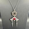 Gothic Punk Star & Bat Sword Pendant Necklace - Halloween Style