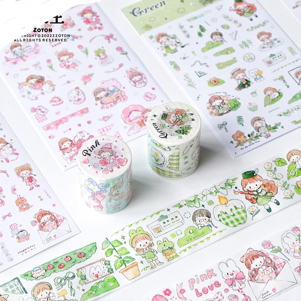 

Alideco Маскировочная васи Милая девочка розовая и 45 мм шириной х 5 м клейкая широкая стильная маскировочная наклейка 2 шт. лента, лента, Molinta, зеленая, прозрачная, рулон,