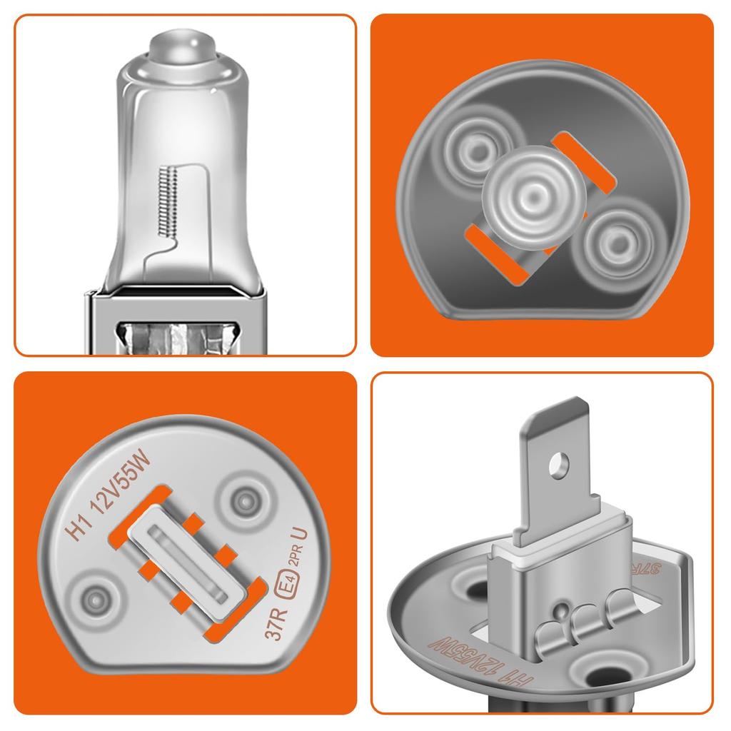 H1 Halogen Bulb, 3200K Headlight/Fog Lamp, 12 V, 55 W, Genuine Replacement, Pack of 2