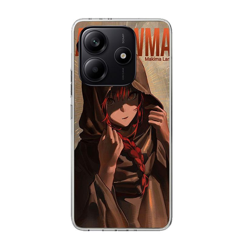 C-Chainsaw Mans Makima Phone Case For Xiaomi Redmi Note 14 13 14S 12S 12 11S 11T 11E Pro Plus 10S 10 9S 9 Art Customized Coque C