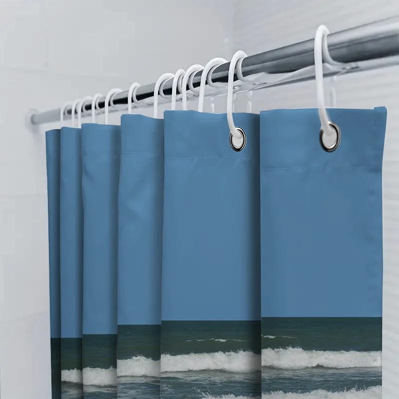 Blue Sky Ocean Waves Shower Curtain Waterproof Home Decor Bathroom Accessories High-Quality Fabric Printed Design For Bathrooms