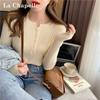 La Chapelle Women's Slim-Fit Crewneck Knit Sweater