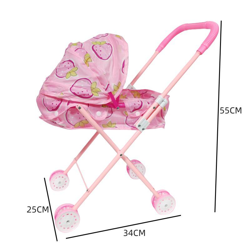 Foldable Children's Play Stroller Toy for Girls – Simulation Square Street Stall Design