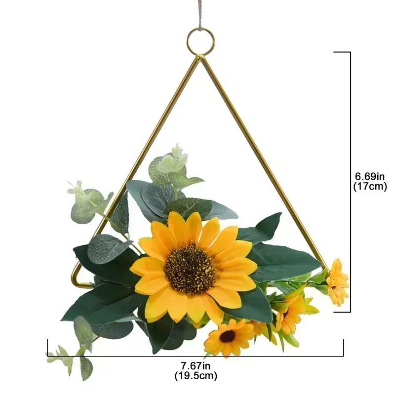 

Simulated Sunflower Metal Wreath Garland Iron Flower Wall Decoration Home Garden Living Room Or Hotel Decor Supplies