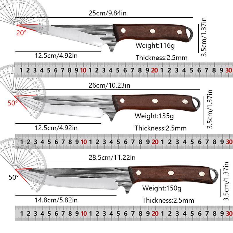 Kitchen Boning Knife Forged Meat Cleaver Butcher Knife with Wood Handle Peeling Cutter Fishing Utility Knife with Gift Sheath