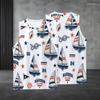 Men Plus Size V Neck Sleeveless Basketball Printed White Tank Top