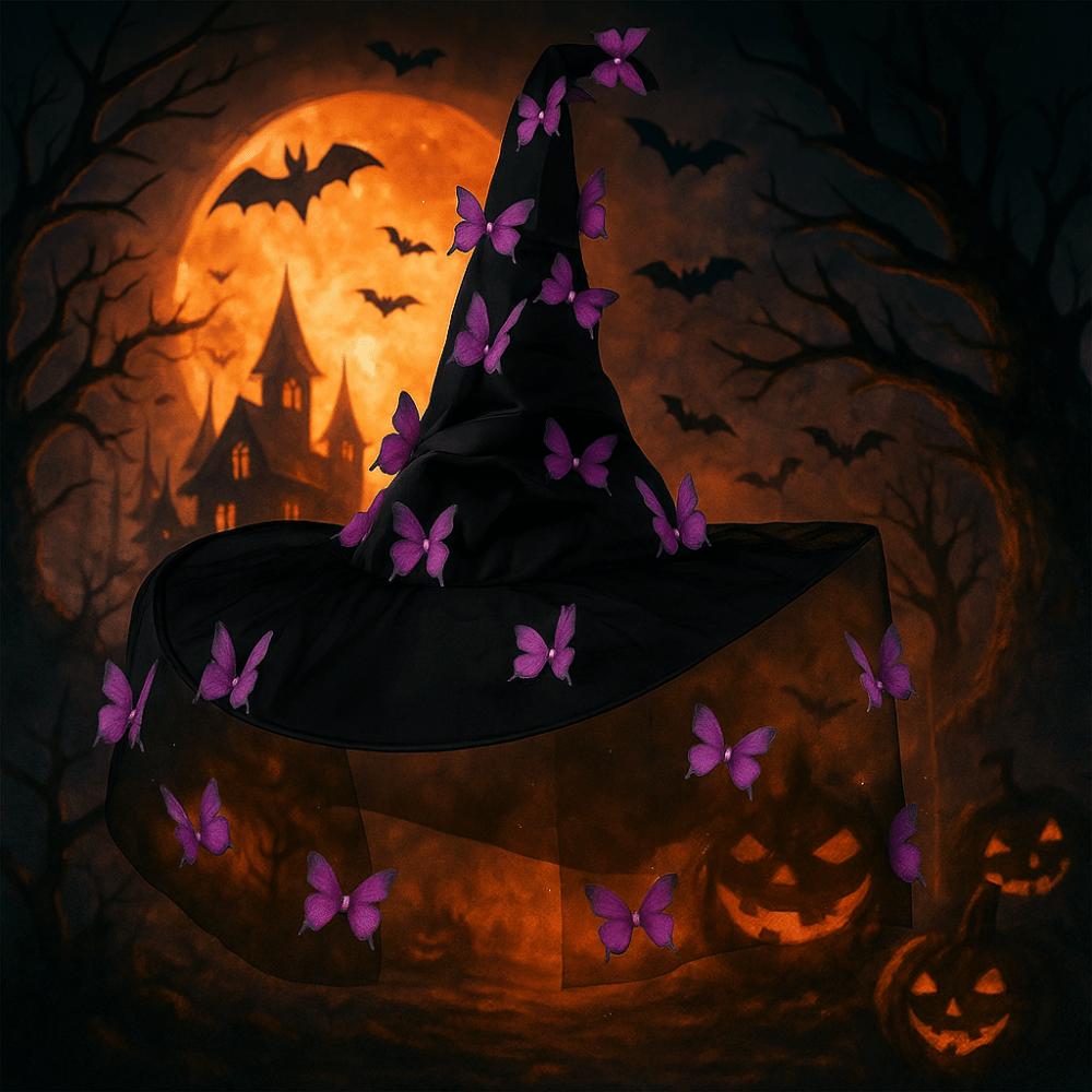 Colorful Halloween Witch Hat Party Props Halloween Cap with Veil  Halloween Party