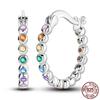 Luminous Shell Women Earrings Original 925 Sterling Silver Pave CZ Star Moon Hoop Earrings Engagement Wedding Jewelry