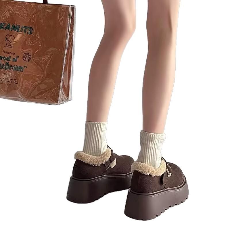 Ghete de zăpadă mici cu talpă groasă pentru femei, modă nouă, cu talpă tip brioșă, iarnă, catifea, calde, pantofi de bumbac pentru femei