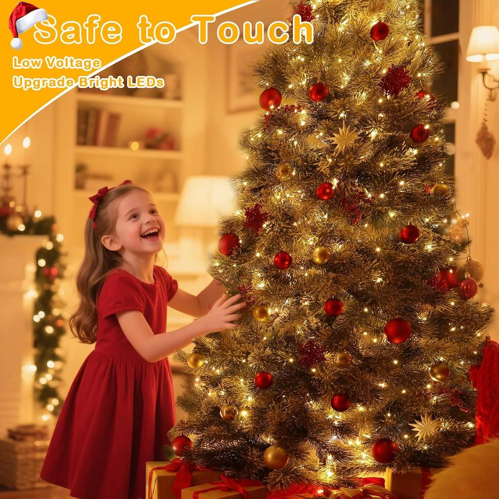 Decute 500LED 164FT Christmas Tree String Lights Green Wire Dimmable with Remote Control, UL Listed Plug in Fairy Starry Lights Decorative for