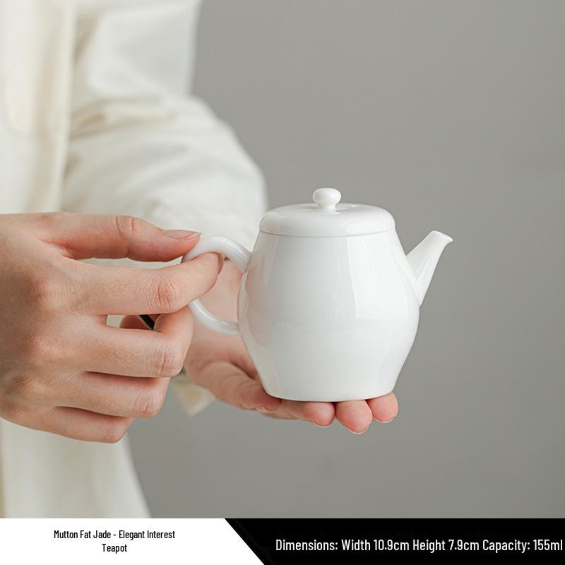 Xi Shi Jade Porcelain Teapot - Ink Wash Style Ceramic Pot for Women's Boutique Kung Fu Tea Set.