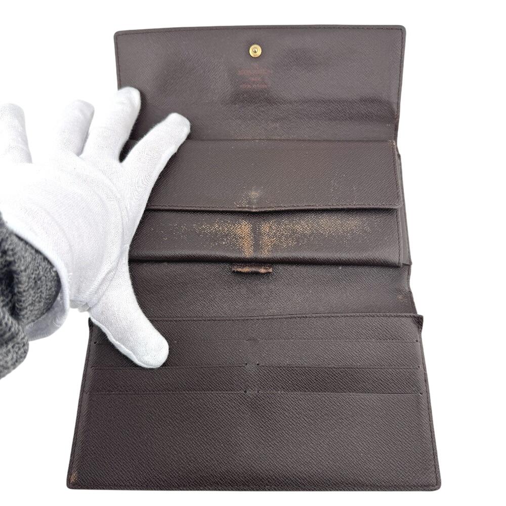 LOUIS VUITTON N61215 Trifold Damier leather Porte Tresor International Purse Brown leather unisex Used