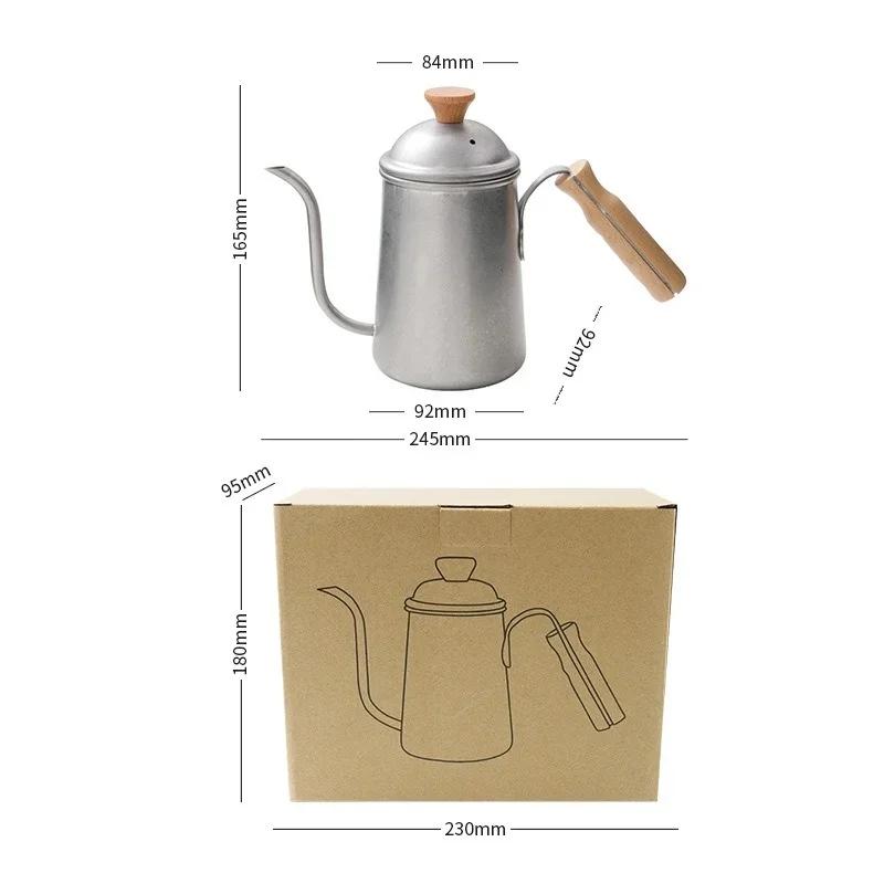 650ml ručně vařená konvička na kávu Dlouhá úzká rukojeť Nerezová konvice Kempingové nádobí Čajová konvice Příslušenství pro vaření kávy