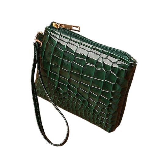 Clutch Bag Crocodile Pattern Smooth Zipper Solid Color Hand Ring Waterproof Faux