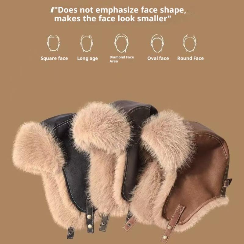 1Pieces Bomber Hat Men Women Thick Warm Fur Hat Fashion Male Female Winter Hat Black Brown Earflap Ski Cap Mountaineering Hat