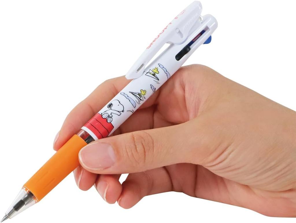 Snoopy Ballpoint 3 Jetstream Made In Set B Name Pen, Colors, 0.5mm, Japan, (Ballpoint Pen, Sticker)